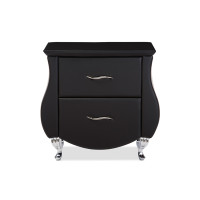 Baxton Studio BBT3116-Black-NS Erin Black Faux Leather Nightstand